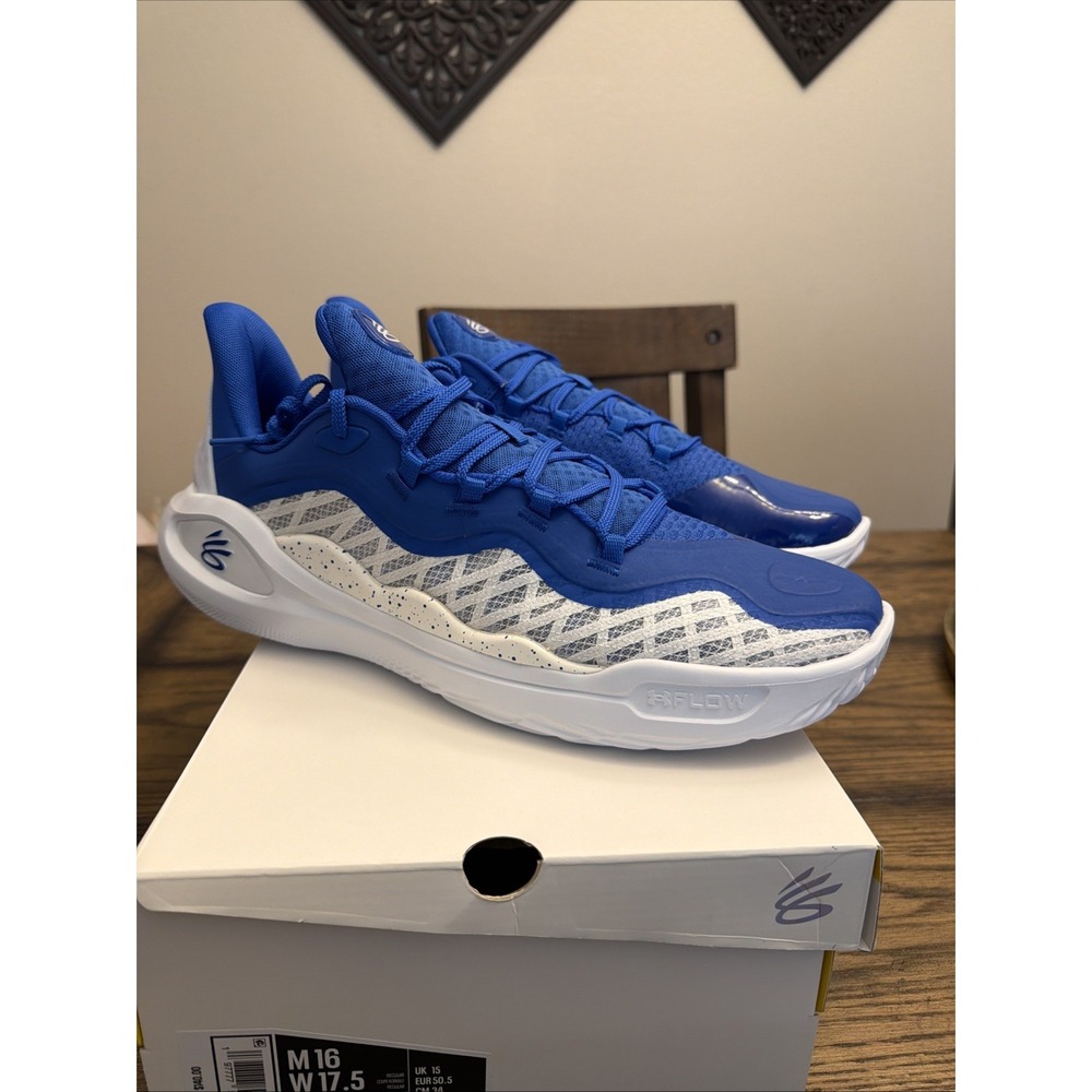 Men Under Armour Team Curry 11 Basketball Shoes Size 16 Blue White 3027637 103